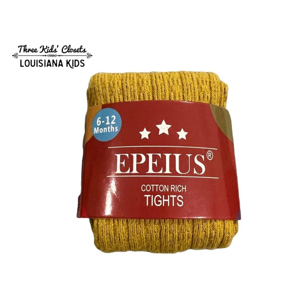 NEW Epeius 6-12m Mustard Ribbed Cable Knit Cotton Rich Tights